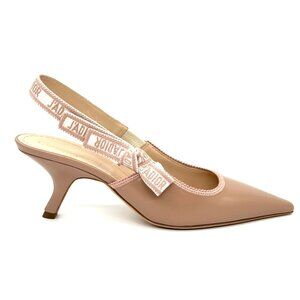 DIOR J'ADIOR 65 Leather Slingback Sandals Heels Pumps Shoes Clay
